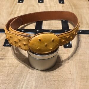 Yellow Ostrich Leather Kids Belt
